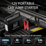 Hieha 4000A Portable Jump Starter with Air Compressor, 12V Car Battery Charger (All Gas 8L Diesel) with 150PSI Tire Inflator 8000mAh PowerBank & Quick...